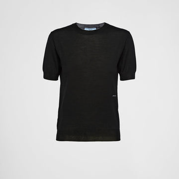 Worsted wool crew-neck sweater