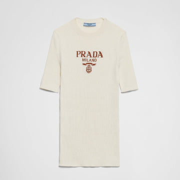 Silk crew-neck sweater with logo