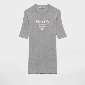 Silk crew-neck sweater with logo
