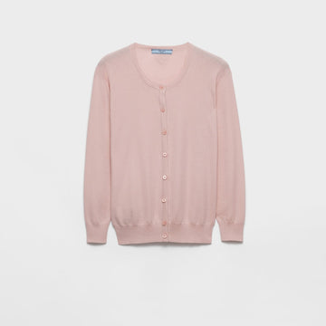 Cotton and silk knit cardigan