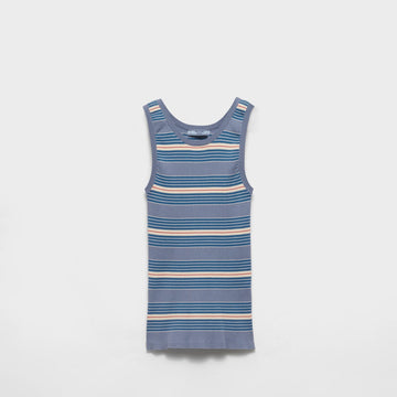 Striped stretch cotton knit top