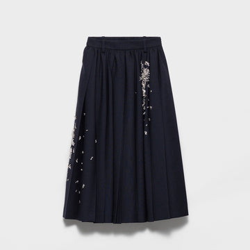 Embroidered rush stitch midi-skirt