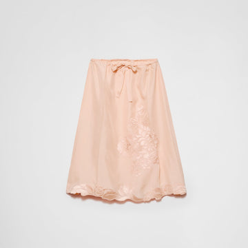 Embroidered habutai silk skirt