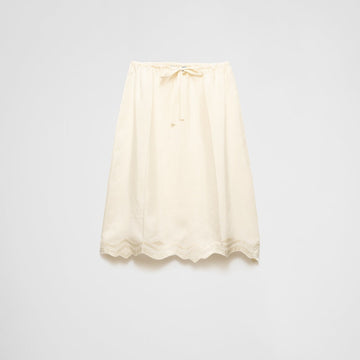 Embroidered silk habutai skirt