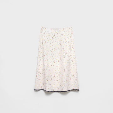 Floral print pongé skirt