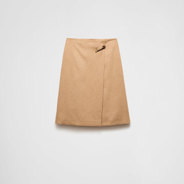 Camel-hair midi-skirt