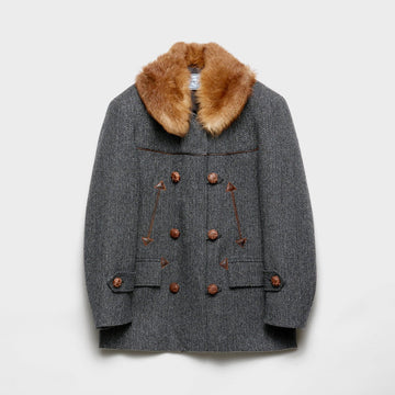 Double-breasted chevron peacoat