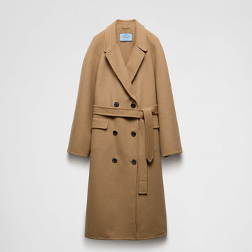 Double-breasted cashgora coat