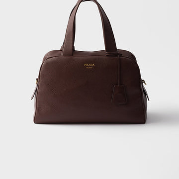 Large leather top-handle bag