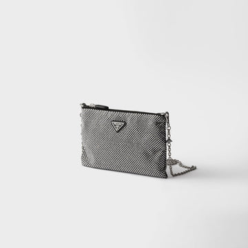 Mini crystal-studded bag with shoulder strap