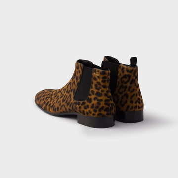 Printed leather booties