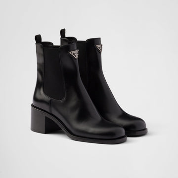 Brushed leather booties