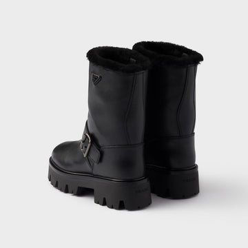 Leather and shearling booties
