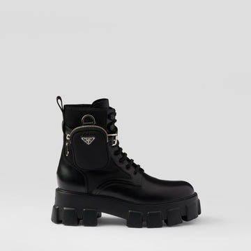Monolith leather and Re-Nylon combat boots with pouch