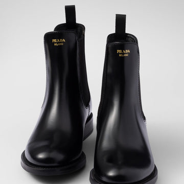 Brushed leather ankle boots