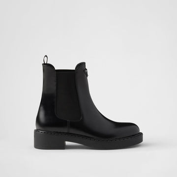 Chocolate brushed leather Chelsea booties