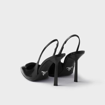 Brushed leather slingback pumps