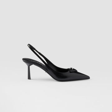 Brushed leather slingback pumps