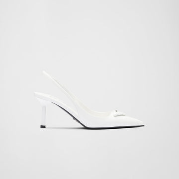 Brushed leather slingback pumps