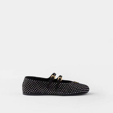 Suede ballerinas with crystals