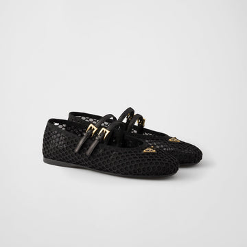 Mesh fabric ballerinas