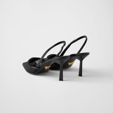 Mesh fabric slingback pumps