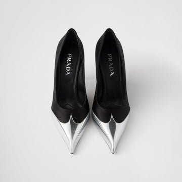 Satin and metallic leather pumps