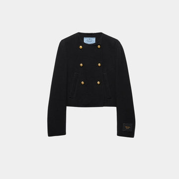 Black Double-Breasted Twill Jacket