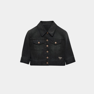 Cropped Denim Blouson Jacket