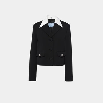 Single-breasted Wool and Satin Jacket