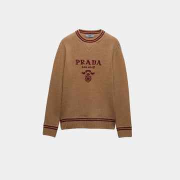 Wool Cashmere Instarsia Knit Crew-neck Sweater