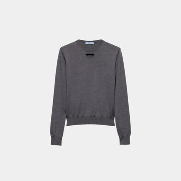 Wool Crew Neck Plain Knit Sweater