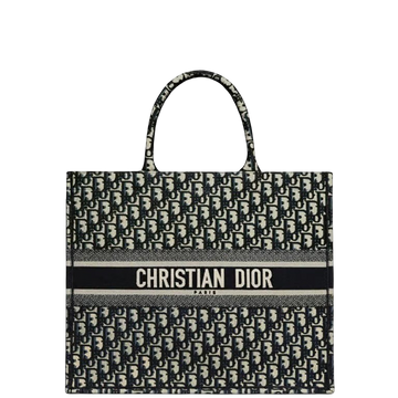 DIR 42CM BLUE OBLIQUE EMBROIDERY LARGE BOOK TOTE