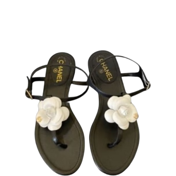 SANDAL CHL JELLY WHITE RUBBER CAMELLIA CC LOGO SANDALS BLACK