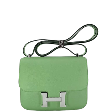 HM 18CM CONSTANCE EPSOM 3I AVOCADO GREEN CROCODILE &amp; LIZARD BUCKLE