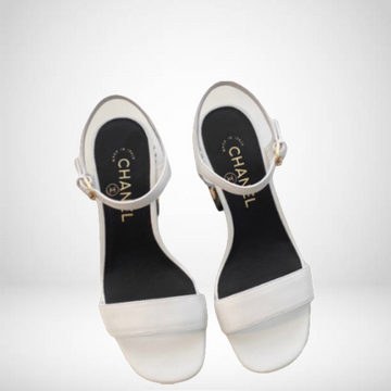 SANDAL CHL WHITE SLINGBACKS SANDALS WITH GEM HEEL