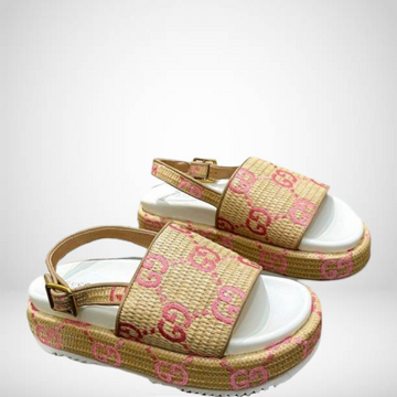 SANDAL GG BEIGE PINK PLATFORM SANDALS