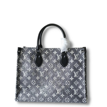 LUV GRAY 13.8IN/35CM ONTHEGO MM MONOGRAM JACQUARD DENIM SHOUDER BAGS