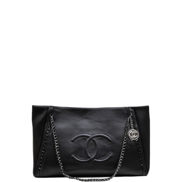 CHL EAST WEST LARGE MODERN CHAIN BLACK TOTE BAG