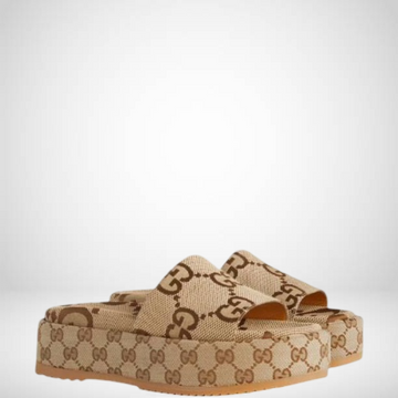SANDAL GG 623212 UKO00 2580 WOMEN'S PLATFORM SLIDE SANDAL CAMEL