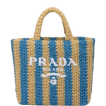 PR TAN AND BLUE RAFFIA TOTE BAG 1BG4222A2TF0O8AVOOR