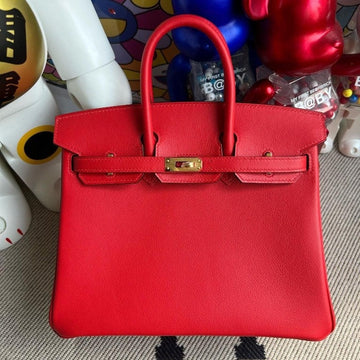 HM BIRKIN SWIFT S3 BRIGHT RED GOLD HARDWARE 25CM