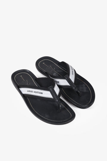 Louis Vuitton Black and White Canvas Flip Flops