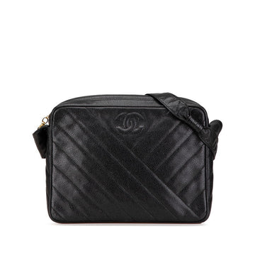 Chanel Coco Mark Bias Stitch Caviar Skin Shoulder Bag