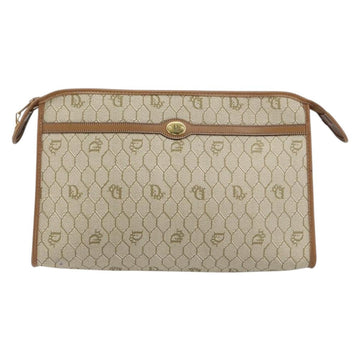 Christian Dior Vintage Honeycomb Zip Pouch Coated Canvas Beige Canvas Clutche & Pouche Bag ()
