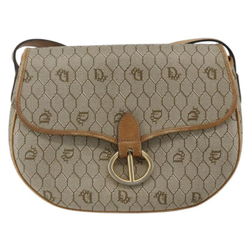 Christian Dior Vintage Honeycomb Flap Crossbody Bag Canvas And Leather Beige Canvas Shoulder Bag Bag ()