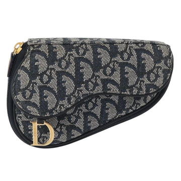 Christian Dior Saddle Zip Pouch Diorissimo Canvas Blue Canvas Clutche & Pouche Bag ()