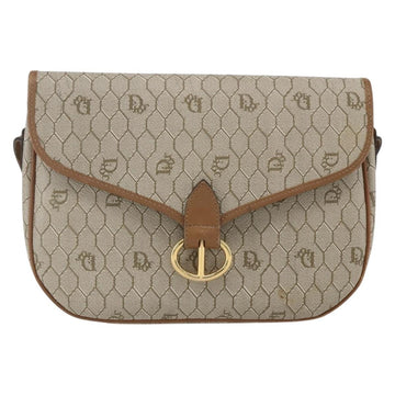 Christian Dior Vintage Honeycomb Shoulder Bag Canvas And Leather Beige Canvas Shoulder Bag Bag ()