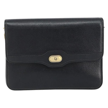 Christian Dior Vintage Cd Chain Flap Shoulder Bag Leather Black Leather Shoulder Bag Bag ()