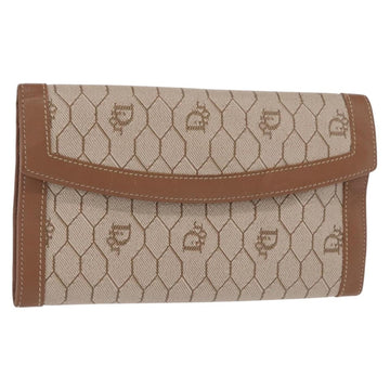 Christian Dior Vintage Honeycomb Flap Wallet Coated Canvas Beige Canvas Wallets Accessory ()